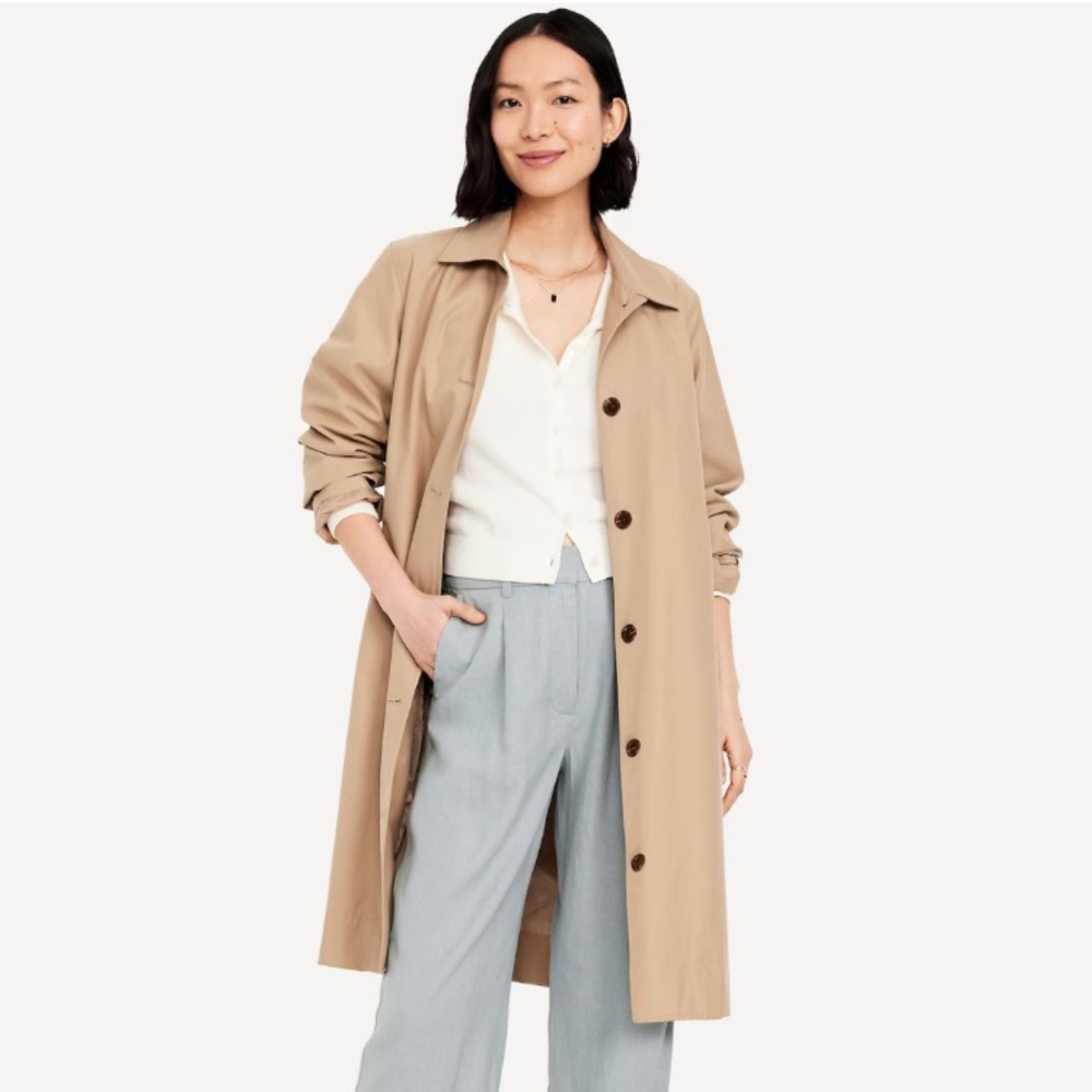 New with tags Old Navy water resistant oversized mac coat size L Large tan color
